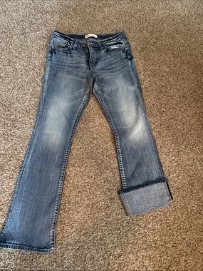 BKE Women's Faded Blue Boot Cut Jeans
